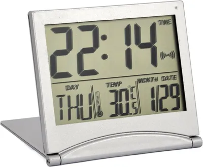 Produktbild von Silberner Tischwecker – Digitales LCD-Display – Weck- und Schlummerfunktion