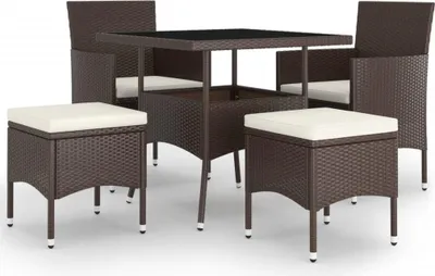 Produktbild von vidaXL 5-tlg. Garten-Essgruppe Poly Rattan Braun