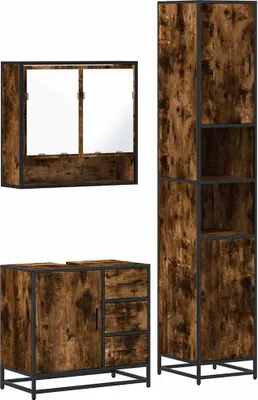 Immagine prodotto di vidaXL Set di mobili da bagno a 3 pezzi in legno di quercia affumicata