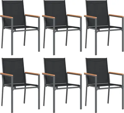 Immagine prodotto di vidaXL Sedie da giardino 6 pezzi nero 55x61,5x90 cm Textilene e acciaio