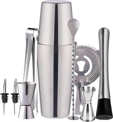 Produktbild von INF Cocktail-Set mit Shaker und Zubehör Edelstahl Silber 10-teilig 750 ml