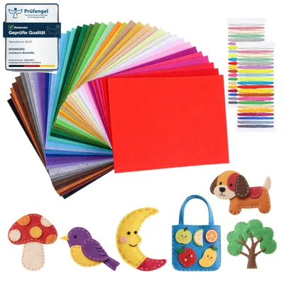 Bastelfilz 40 Farben, 20x15 cm, 1 mm, Polyester