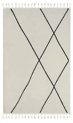 Obrázek produktu pro Koberec MY-RUG, Thea, 230x160, bílý, s vysokým vlasem, moderní, marocký design, nadýchaně měkký, skandinávský kosočtvercový vzor, obdélníkový tvar