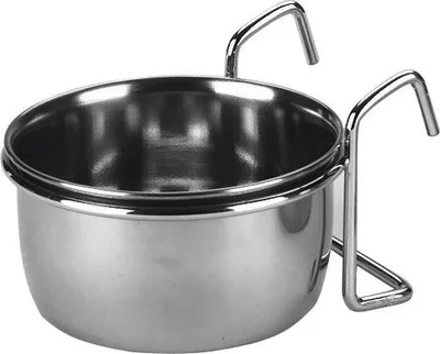 Produktbild von KERBL Edelstahlnapf (Napf mit 300 ml 4,5 x 9,5 x 9,5 cm Wanne mit Haltern) 84297