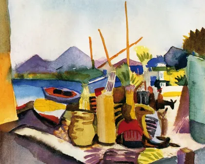 Produktbild von August Macke Kunstdruck Bild - Landschaft Bei Hammamet, 1914 (40 x 50 cm)