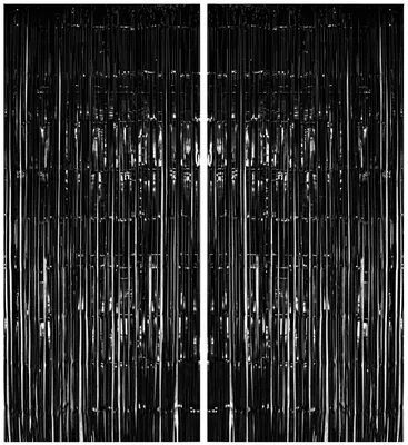Produktbild von 2x Lametta Vorhang - schwarz - 91x244 cm