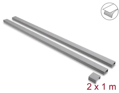 Productafbeelding van Delock zelfklevende kabelgoot met schuifdeksel, 40 x 19 mm, 1 meter, 2-pack, grijs