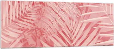 Produktbild von Bilder auf glas - Einteilig - Rosa Blätter Palmen - 140x50cm - Glasbilder - Wandbilder - Bilder - zum Aufhängen bereit - Wanddekoration aus Glas - Glas Bilder - Wandbild auf Glas - GAB140x50-4745