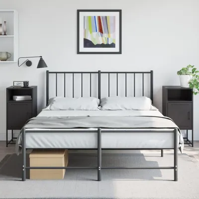 Image de vidaXL Tables de nuit 2 pcs. noir 36x39x78 cm acier