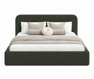 Produktbild von Sofello Polsterbett Lango 180cm×200cm, Grün – modernes Doppelbett mit Metallrahmen und Lattenrost