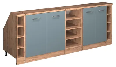 Produktbild von Küchenschrank für Dachschrägen Vicco R-Line Blau-Grau 210 cm 5er Set Schrankkorpuss 60 cm Tiefe, Model 60183