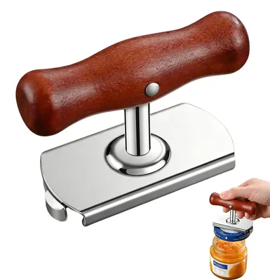 Produktbild von Dosenöffner und Glasöffner - Verstellbar für Schraubdeckel - Manuelles Küchenwerkzeug - Edelstahl mit Holzgriff 3–13 cm