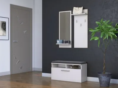 Produktbild von Garderobe Wandgarderobe Paneel Spiegel Schrank kommode Weiß