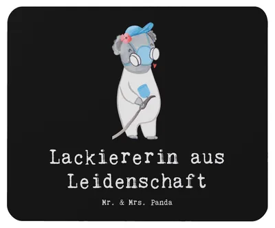 Produktbild von Mr. & Mrs. Panda Mousepad Lackiererin Leidenschaft - Schwarz - Geschenk, Lustig, Ausbildung, mousematte, Gesellenprüfung, Mauspad, Mouse Pad, Spruch, pc, laptop, Witzig