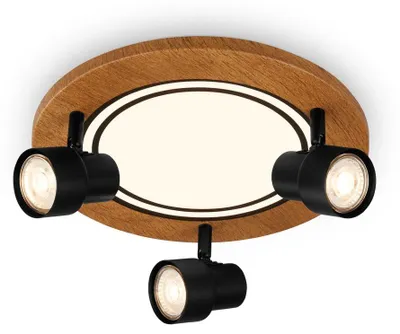 Immagine prodotto di Lampada da soffitto a LED, nero-colore legno, 3xGU10+LED
