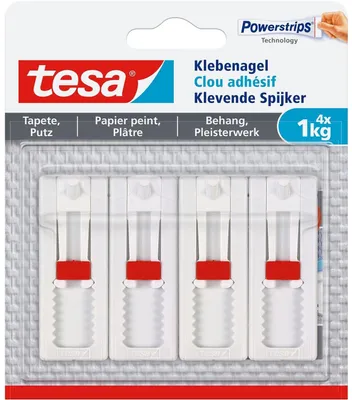 Produktbild von TESA 77774, Drinnen, Hilfshaken, Rot, Weiß, Klebestreifen, 1 kg, Putz