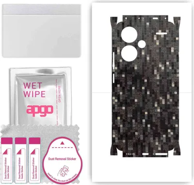 Produktbild von apgo Rückseite + Seiten Schutzfolie, Skin, kompatibel mit Xiaomi Redmi Note 13 Pro+ Plus 5G, Hinten Displayschutzfolie aus Vinylfolie, kratzfest, einfache Montage - Carbon Black Pixel