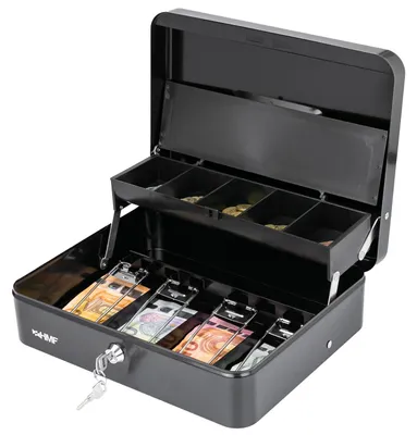 Produktbild von Geldkassette abschließbar, 5 Münzfächer & 4 Scheinfächer, HMF 15230-02, Schwarz