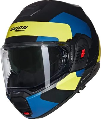 Zdjęcie produktu dla Kask Nolan N120-1 Omocromo N-Com z klapką, czarny/niebieski/żółty, XL (62)