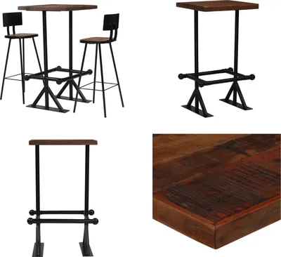 Produktbild von vidaXL Bar Set 3 tlg. Altholz Massiv - Bar-Set - Bar-Sets - Bartisch Und Barhocker - Bartisch