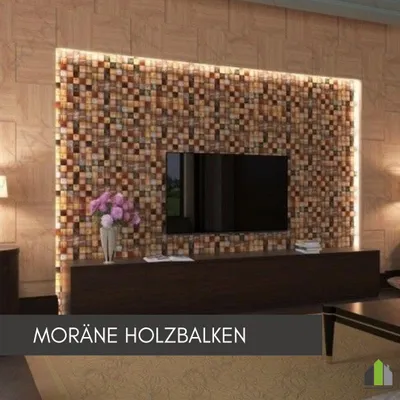 Produktbild von 3D-Wandpaneele PVC | Holzoptik | Moräne Holzbalken - 10 Platten - 5 m² | Für Wohnzimmer, Küche & Bad | Einfache DIY-Montage