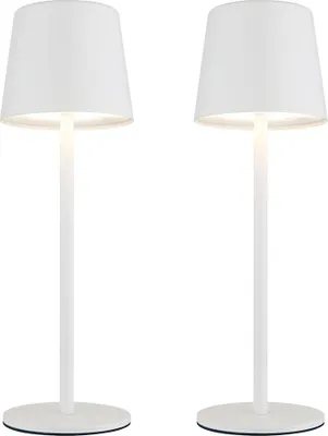 Produktbild von 2er Set LED Außen-Tischleuchte, weiß, Akku, Touchdimmer, H 28 cm