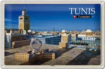 Produktbild von Blechschild Reise Tunis Tunesien Medina Moschee 30x20cm