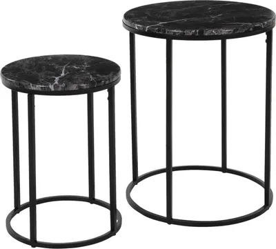 Obrázok produktu pre HOMESTYLING Servírovacie stolíky okrúhle sada 2 ks čierny mramor KO-NB1510000