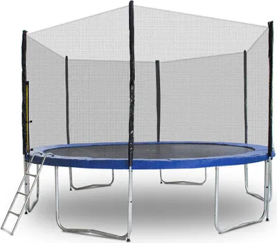 Produktbild von Trampolin-King 400cm Trampolin mit Sicherheitsnetz, Randabdeckung, Leiter, Blau, MS-16530