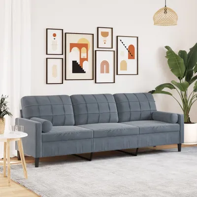 Produktbild von ZMH Sofa 3-Sitzer mit Zierkissen Dunkelgrau 210 cm Samt
