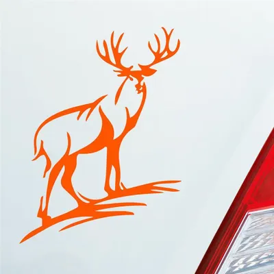 Produktbild von Auto Aufkleber Hirsch Geweih Jäger Wild Jagd 12x9 cm Orange Sticker Heckscheibenaufkleber