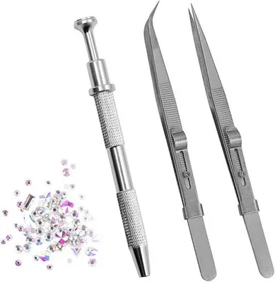 Productafbeelding van Set van 3 roestvrijstalen prikkers voor het repareren van sieraden en piercings, met een precisiepunt en diamantenhouder - Pong-prikker
