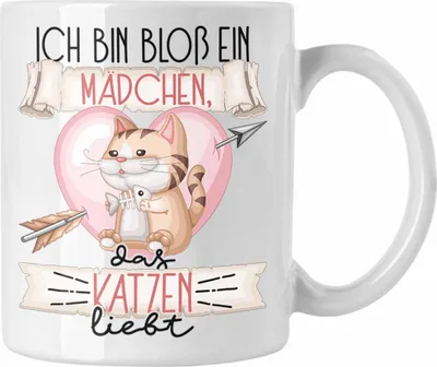 Produktbild von Trendation - Katzen Tasse Geschenk Frauen Ich Bin Bloß Ein Mädchen Das Katzen Liebt Katzenliebhaberin Geschenk Spruch Geburtstag (Weiß)