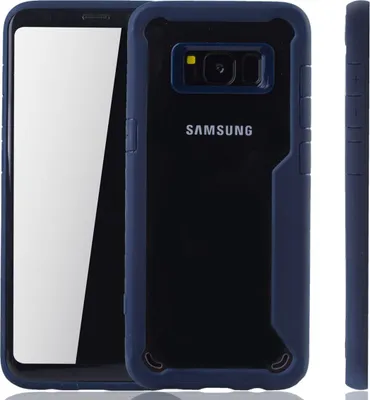 Produktbild von Blaue Premium Samsung Galaxy S8 Hybrid-Editon Hülle | Unterstützt Kabelloses Laden | aus edlem Acryl mit weichem Silikonrand Blau