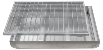 Produktbild von Gleitschutz Gitterrost Maschenrost MW 30/10 Schuhabstreifer + ALU Bodenwanne Fußabtreter mit Wanne,Größe:100x50cm