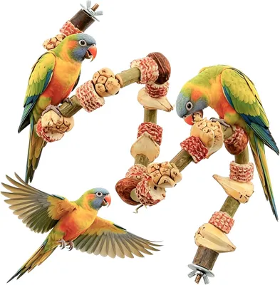 Produktbild von Vogelsitzstange 90 cm, Holz Papageienspielzeug, Vogelkäfig Zubehör, für Vogelkäfig