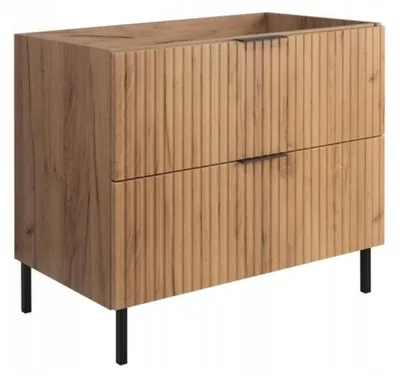 Zdjęcie produktu dla Szafka Łazienkowa Stojąca Pod Umywalkę 80X46 Cm Flisan Dąb Ryflowana