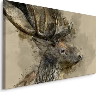Produktbild von Fabelhafte Canvas LEINWAND BILDER 100x70 cm XXL Kunstdruck Tiere Hirsch Abstraktion