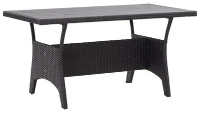 Image de Table de jardin pour l'extérieur - Table rectangulaire - Tressage en polyrotin - 120x70x66 cm - Résistante aux intempéries - Noir