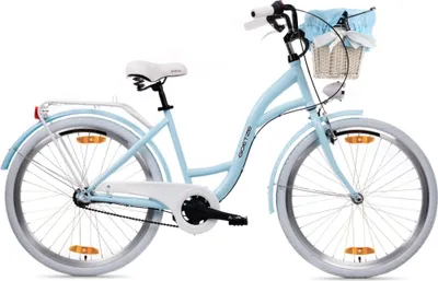Produktbild von Goetze Style 26 Zoll City Bike, 43 cm Rahmen, 3-Gang Shimano Nexus, Rücktrittbremse & V-Bremse, LED-Beleuchtung, Gepäckträger, Rattankorb mit Bezug