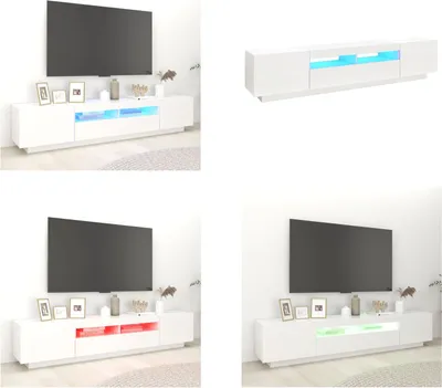 Obrázok produktu pre vidaXL TV skrinka s LED svetlami biela 200x35x40 cm - TV skrinka - TV skrinky - TV skrinka s LED svetlami - TV skrinka s LED svetlami
