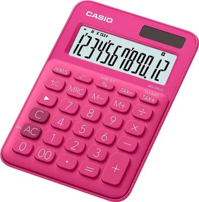 Immagine prodotto di Calcolatrice da tavolo Casio® MS-20UC-RD - alimentazione a energia solare/batteria, 12 cifre, display LC, rosso