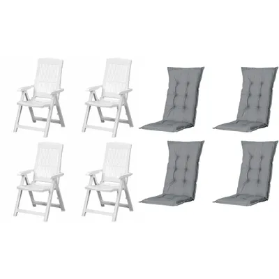 Produktbild von Progarden Klappsessel Tampa mit Auflage 4er Set weiß / grau
