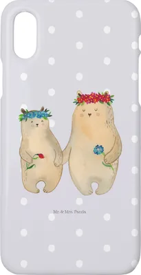 Produktbild von Mr. & Mrs. Panda Iphone 10 Handyhülle Bären mit Blumenkranz - Grau Pastell - Geschenk, Töchter, Cover, Hülle, X, Mutter, Muttertag, Vorbild, Mami, Family, Handy