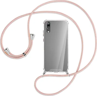 Produktbild von Handykette Backcover-Schutzhülle mit Band (Metall silberfarben) für Huawei P20 - roségold