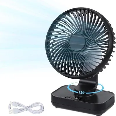 Produktbild von Draagbare USB-bureauventilator mit 4 Geschwindigkeiten - Ultrastille automatische Oszillation - Oplaadbare batterij 4000 mAh - Miniatur - Schwarz