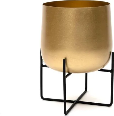 Immagine prodotto di Grande vaso in metallo con base nera per piante da interno ed esterno