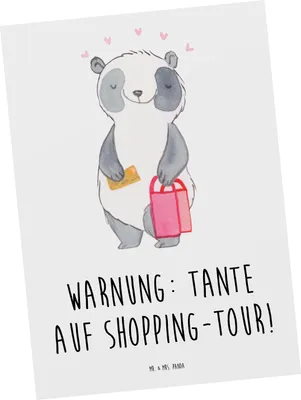 Produktbild von Mr. & Mrs. Panda bildkarte Tante Shopping - Weiß - Geschenk, Fotokarte, Ansichtskarte, Geschenke, Postkarte, Familie, Liebe, Postkarten, Nichte, Einkaufen, Kunstkarten