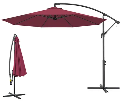 Produktbild von Gartenschirm 3x2,5 m mit Neigearm und Kurbelgriff, Dunkelrot