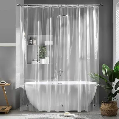 Produktbild von Plastische Duschwasserschutzvorhänge, 200 x 240 cm, transparent, schnell trocknend, wasbar, mit Gewichtsmagneten, für Badezimmer